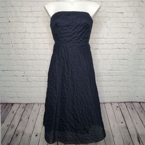 J.Crew Navy Blue Quilted Strapless Dress Size 0